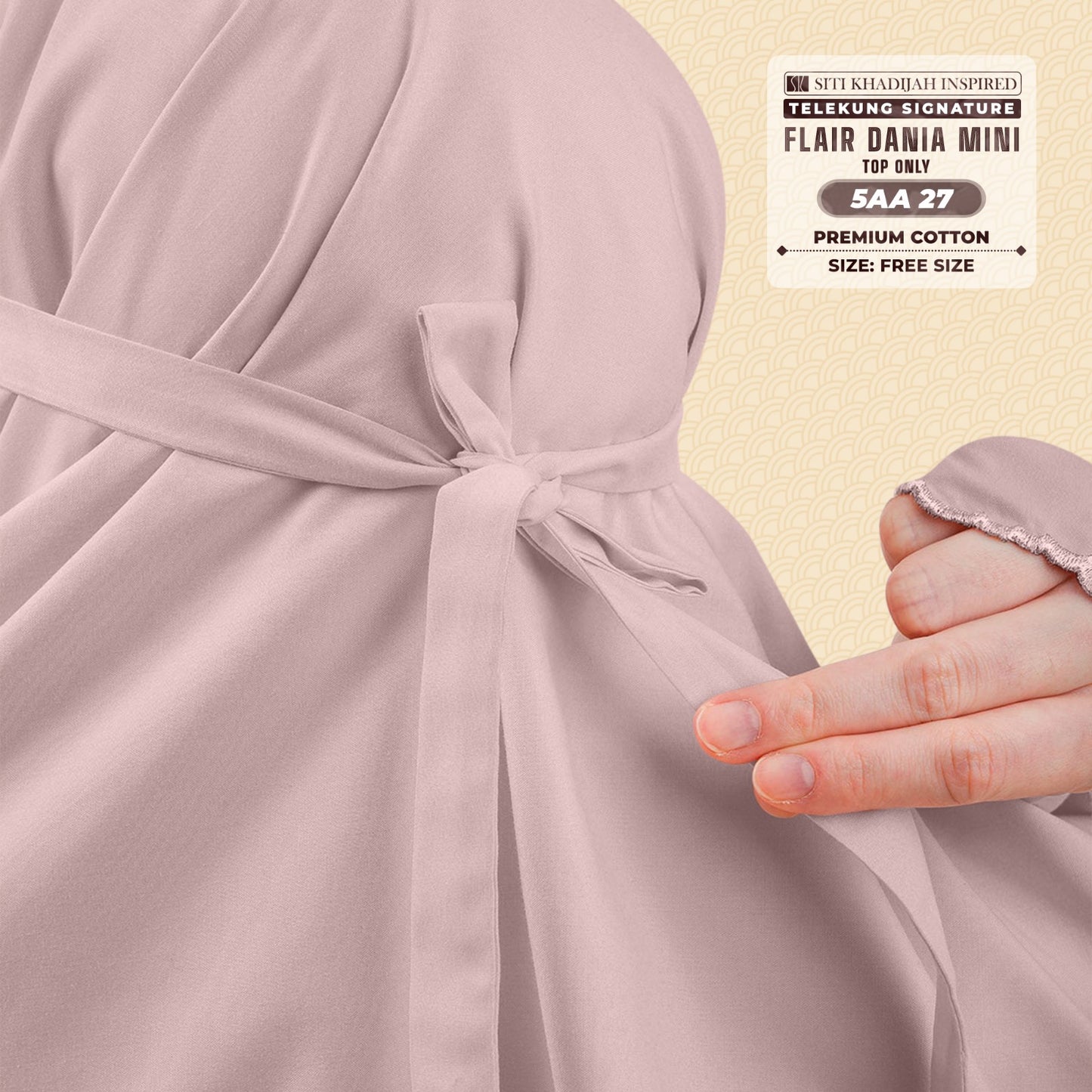 Telekung Siti Khadijah Flair Dania Mini (Top Only) - Free Woven bag (5AA)