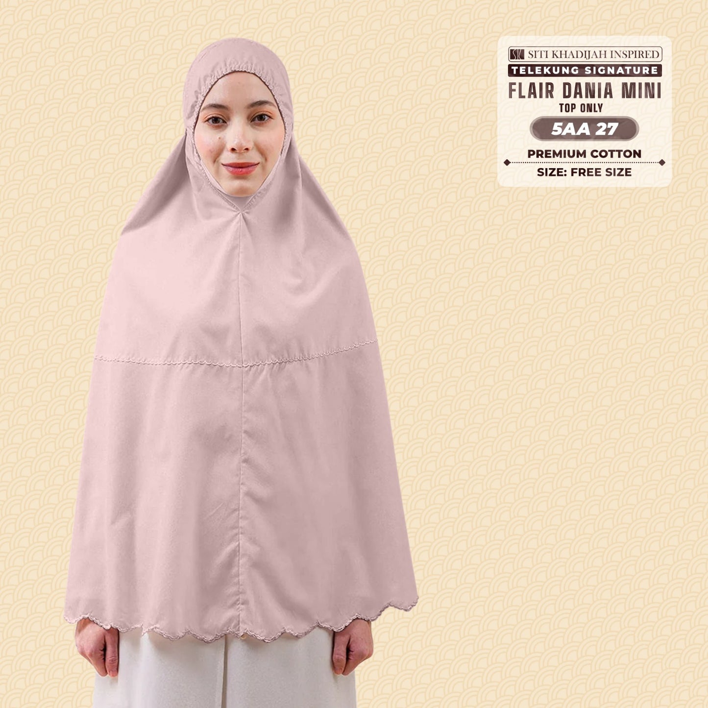 Telekung Siti Khadijah Flair Dania Mini (Top Only) - Free Woven bag (5AA)