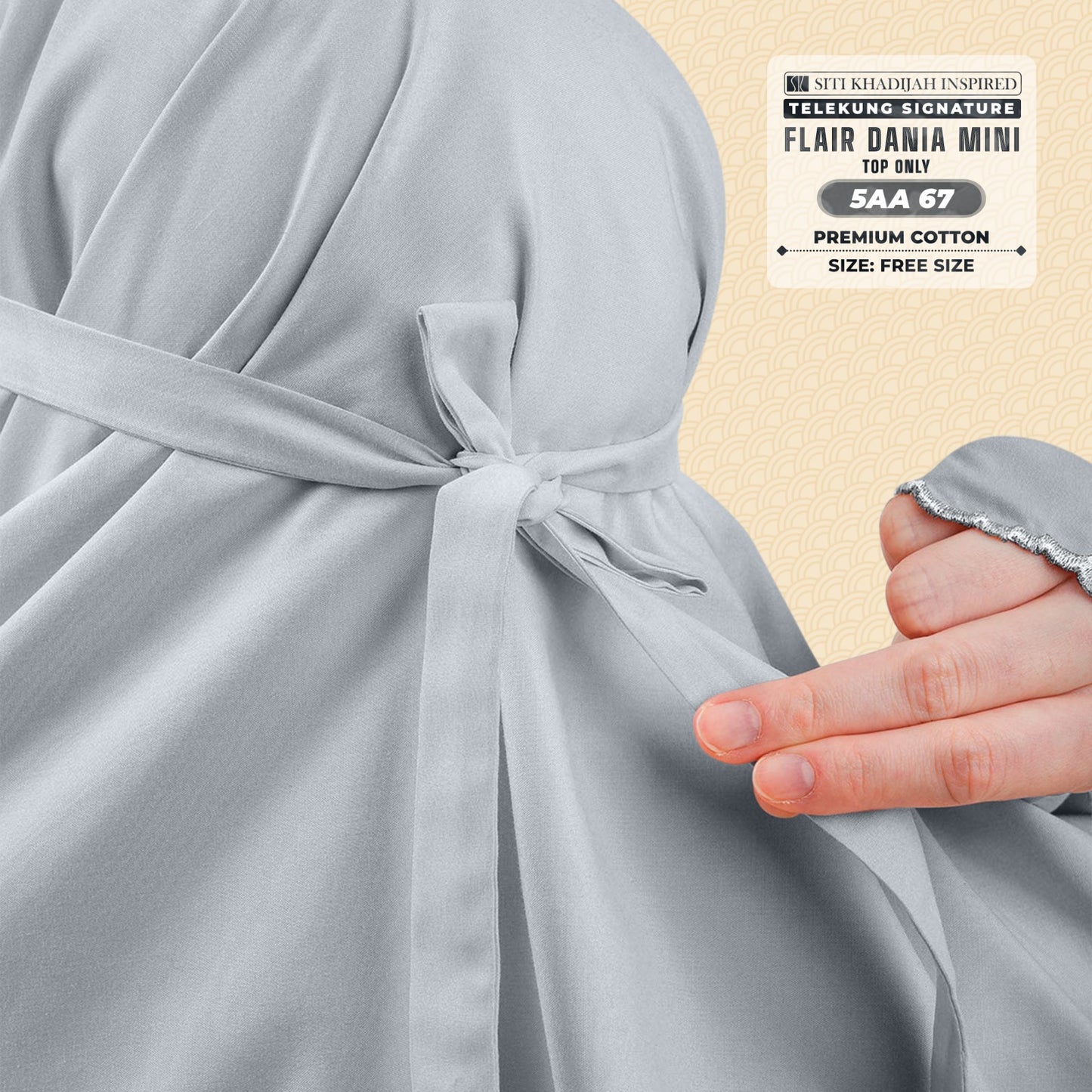 Telekung Siti Khadijah Flair Dania Mini (Top Only) - Free Woven bag (5AA)