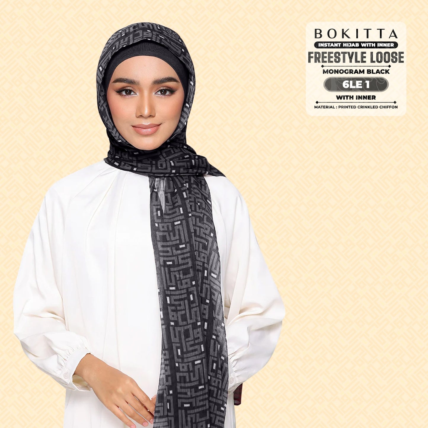 Bokitta Inspired Monogram 2 In Black Collection - Free Box