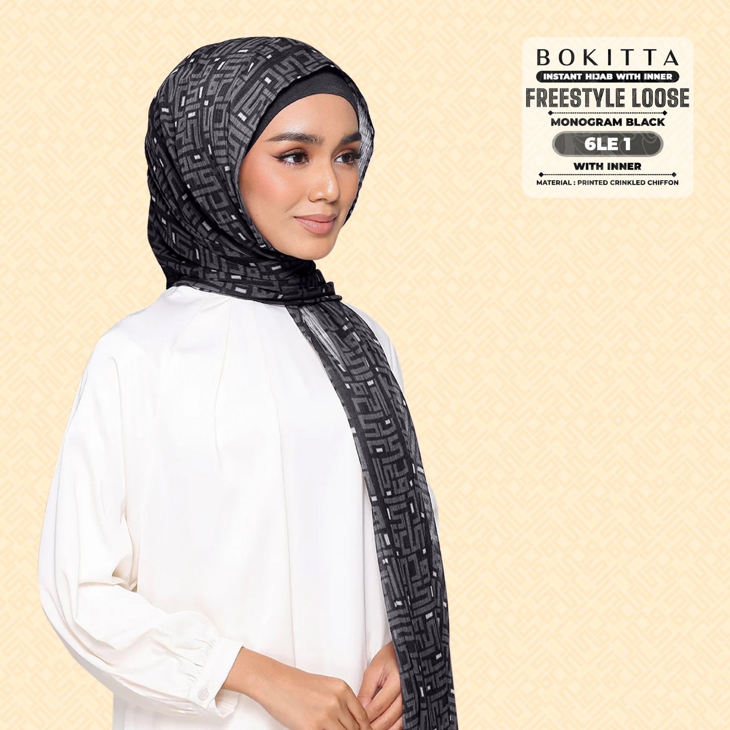 Bokitta Inspired Monogram 2 In Black Collection - Free Box