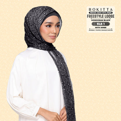 Bokitta Inspired Monogram 2 In Black Collection - Free Box