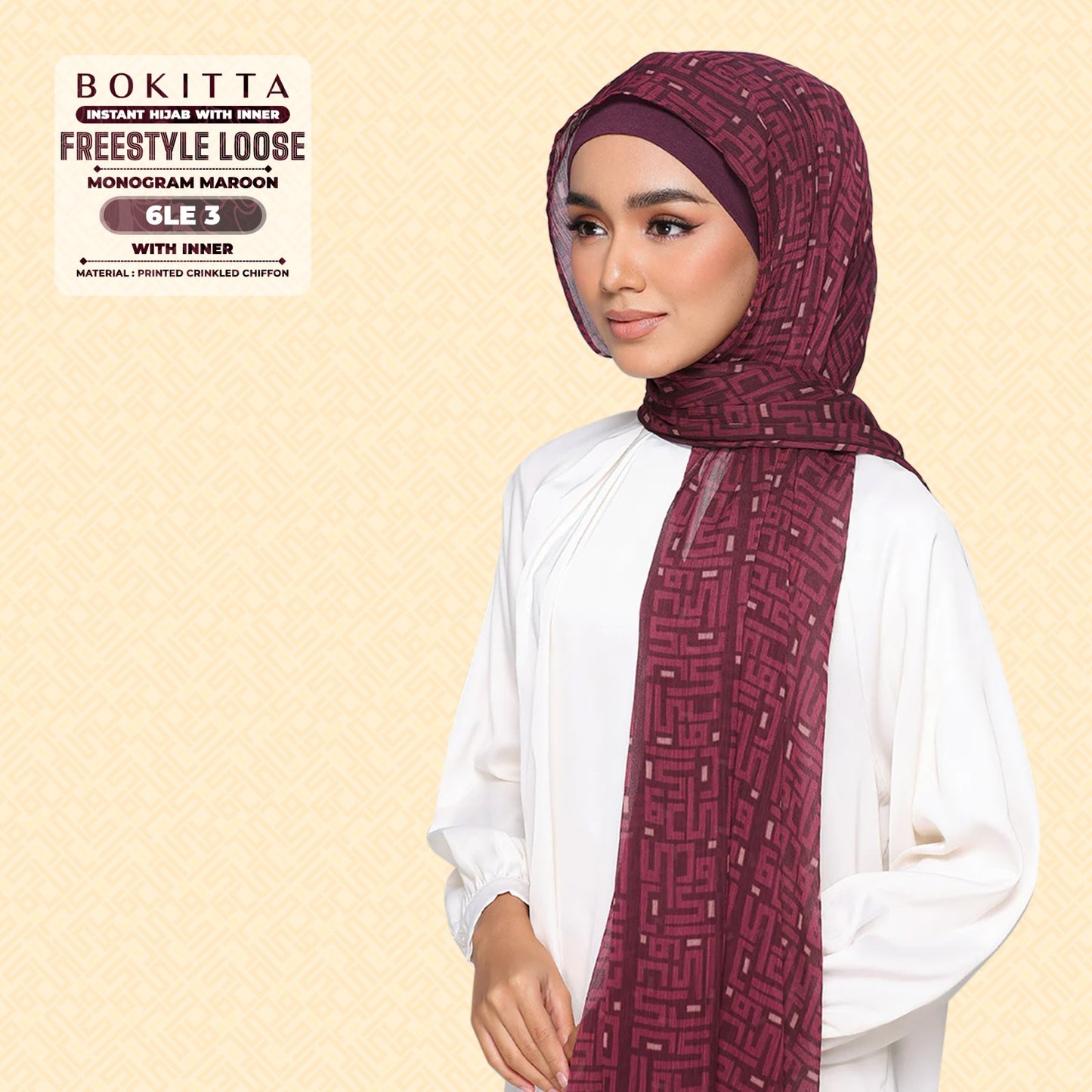 Bokitta Inspired Monogram 2 In Maroon Collection - Free Box