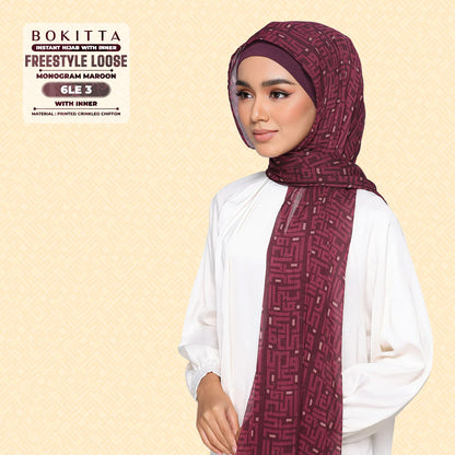 Bokitta Inspired Monogram 2 In Maroon Collection - Free Box
