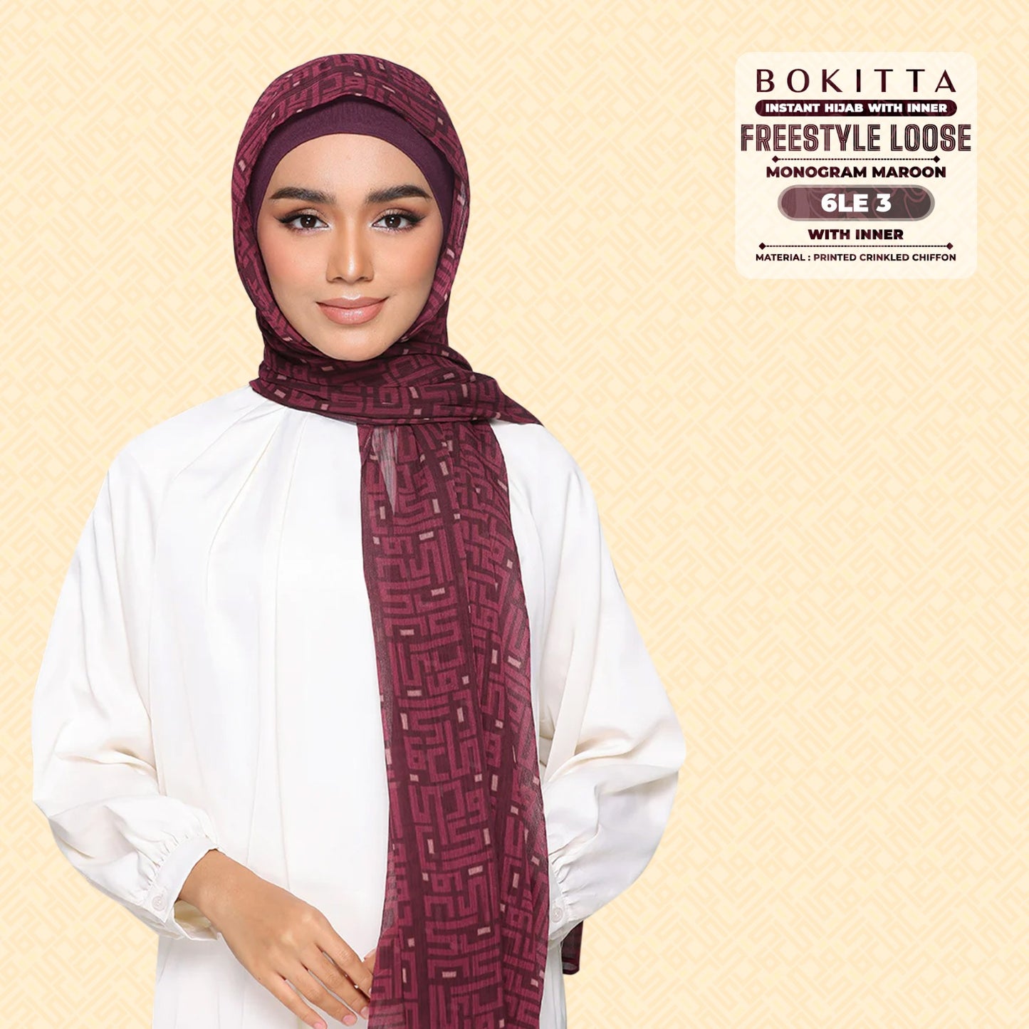 Bokitta Inspired Monogram 2 In Maroon Collection - Free Box
