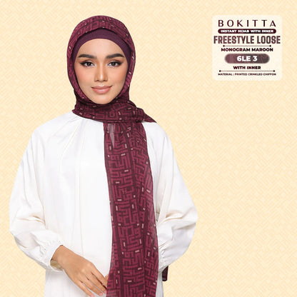 Bokitta Inspired Monogram 2 In Maroon Collection - Free Box
