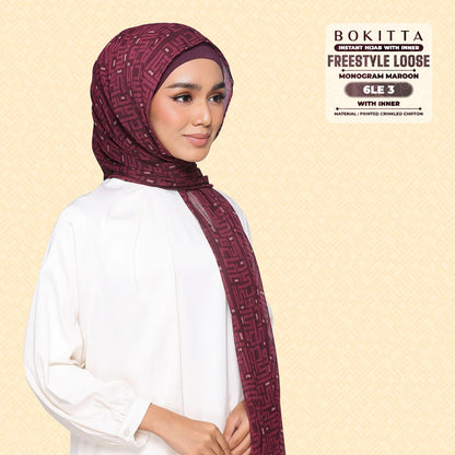 Bokitta Inspired Monogram 2 In Maroon Collection - Free Box