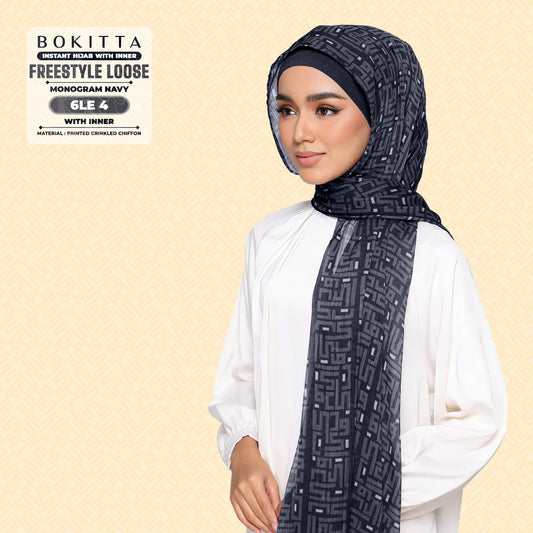 Bokitta Inspired Monogram 2 In Navy Collection - Free Box