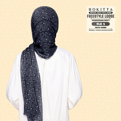 Bokitta Inspired Monogram 2 In Navy Collection - Free Box