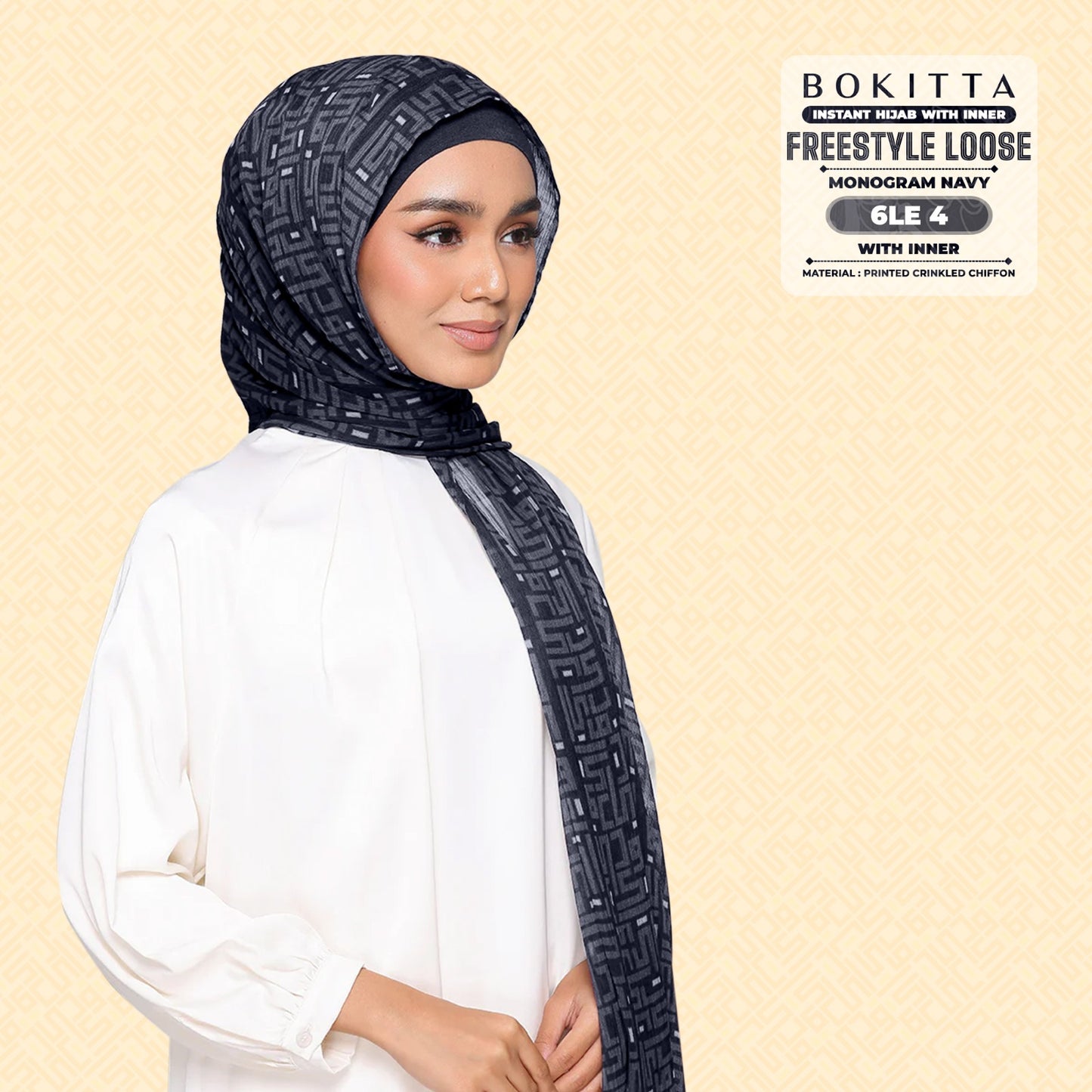 Bokitta Inspired Monogram 2 In Navy Collection - Free Box