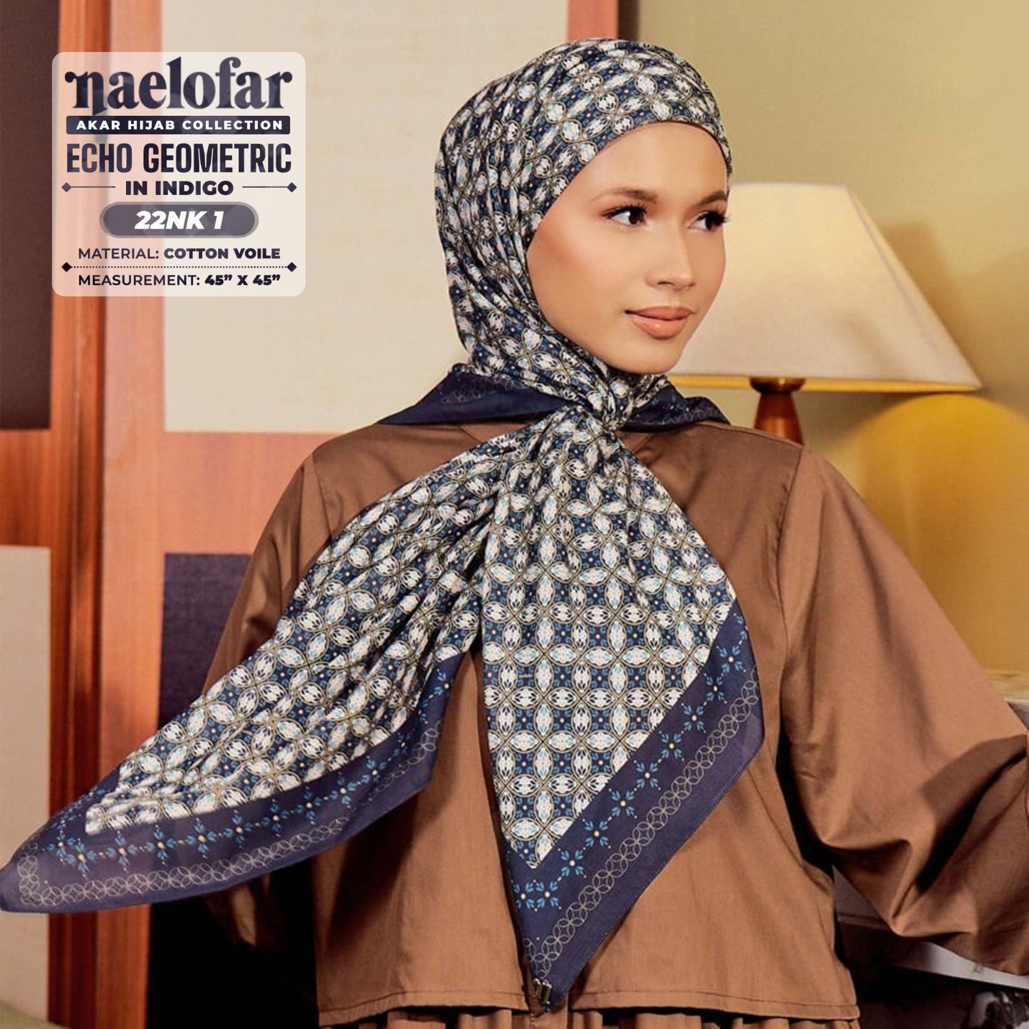 Naelofar Inspired Echo Geometric Cotton Voile SQ (22NK)