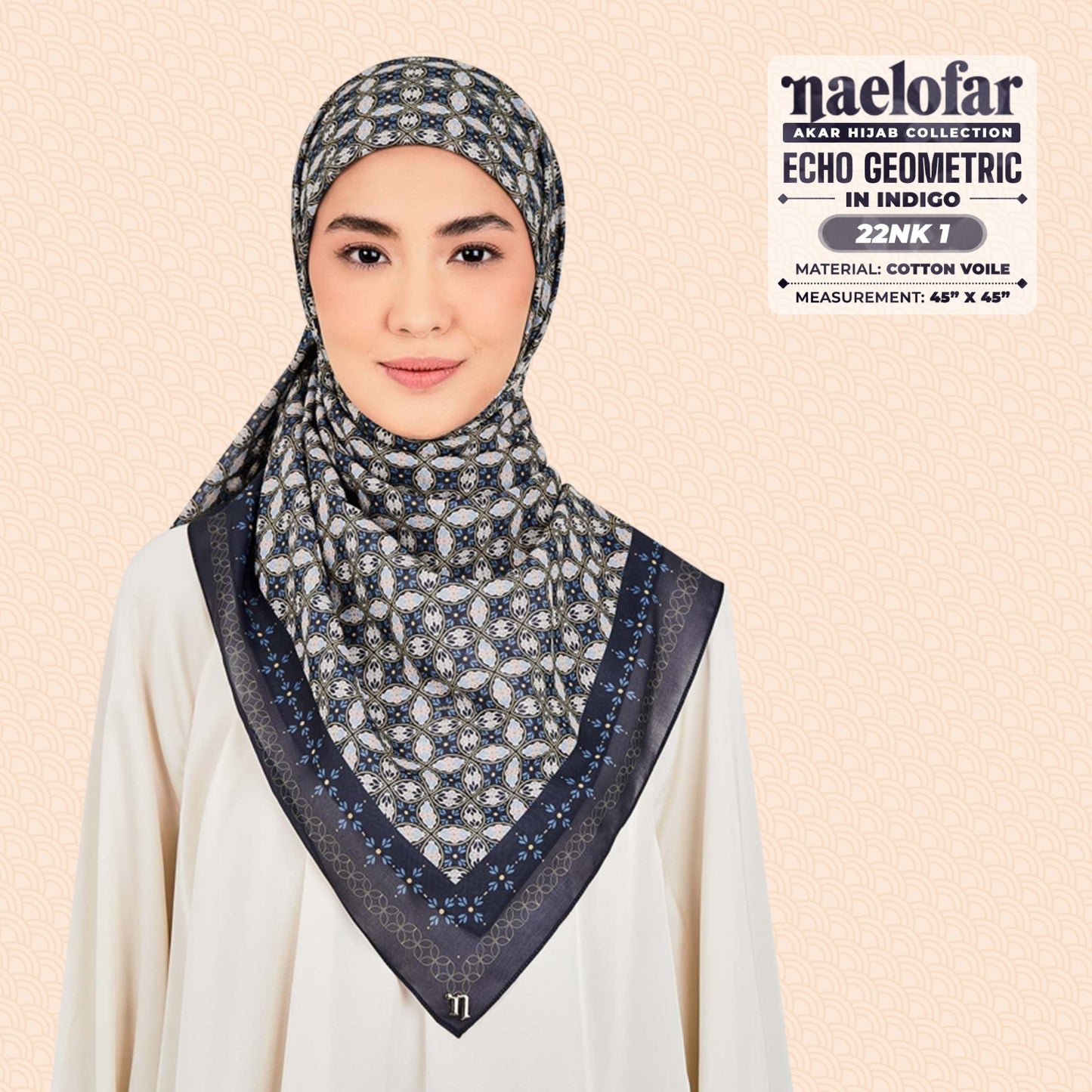 Naelofar Inspired Echo Geometric Cotton Voile SQ (22NK)