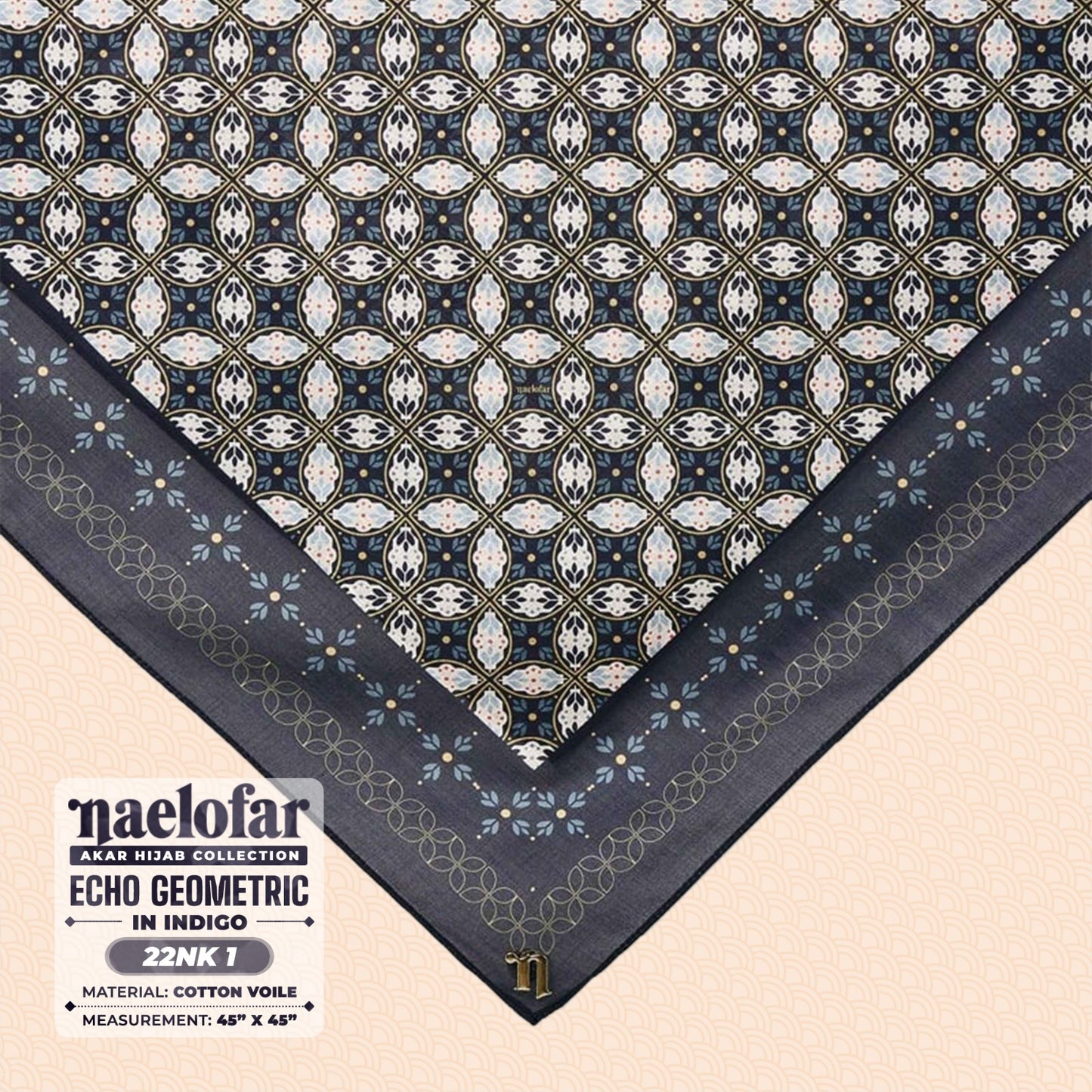 Naelofar Inspired Echo Geometric Cotton Voile SQ (22NK)