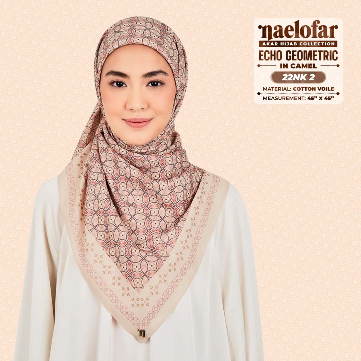 Naelofar Inspired Echo Geometric Cotton Voile SQ (22NK)