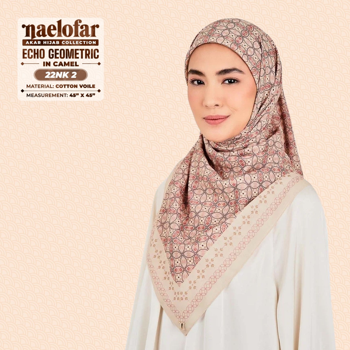 Naelofar Inspired Echo Geometric Cotton Voile SQ (22NK)