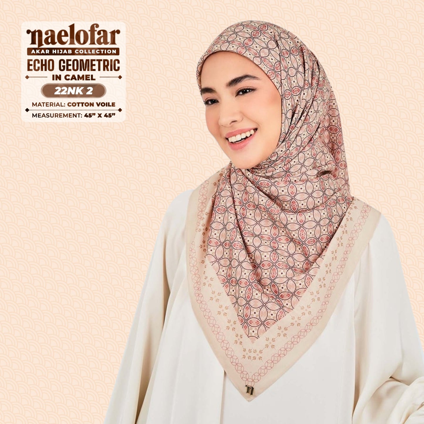 Naelofar Inspired Echo Geometric Cotton Voile SQ (22NK)