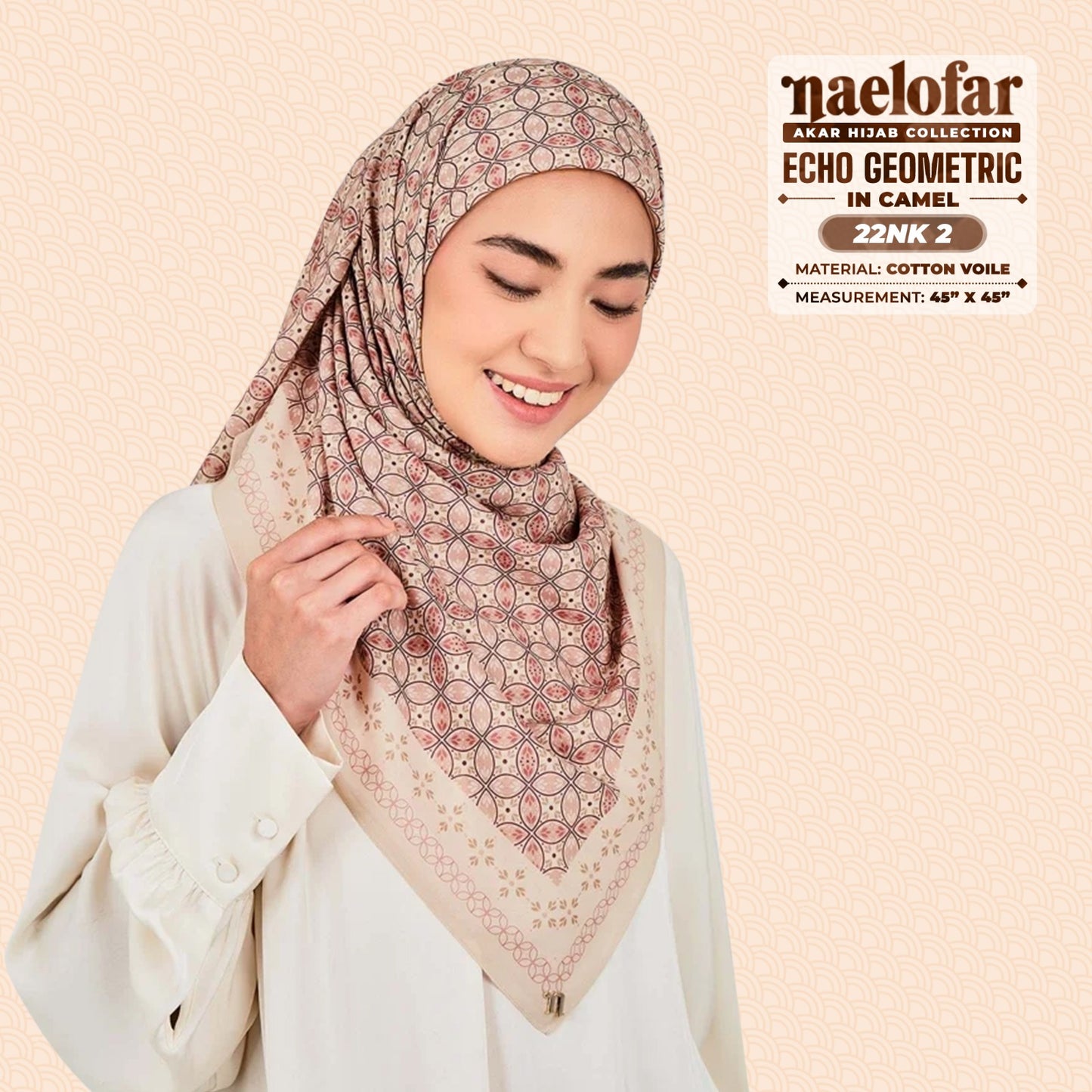 Naelofar Inspired Echo Geometric Cotton Voile SQ (22NK)