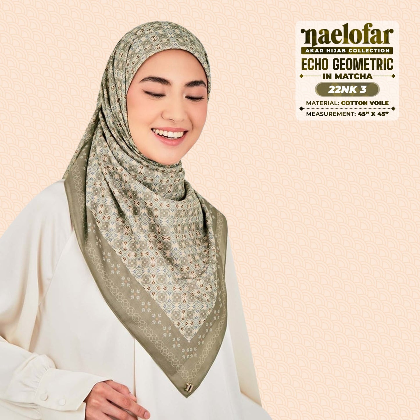 Naelofar Inspired Echo Geometric Cotton Voile SQ (22NK)