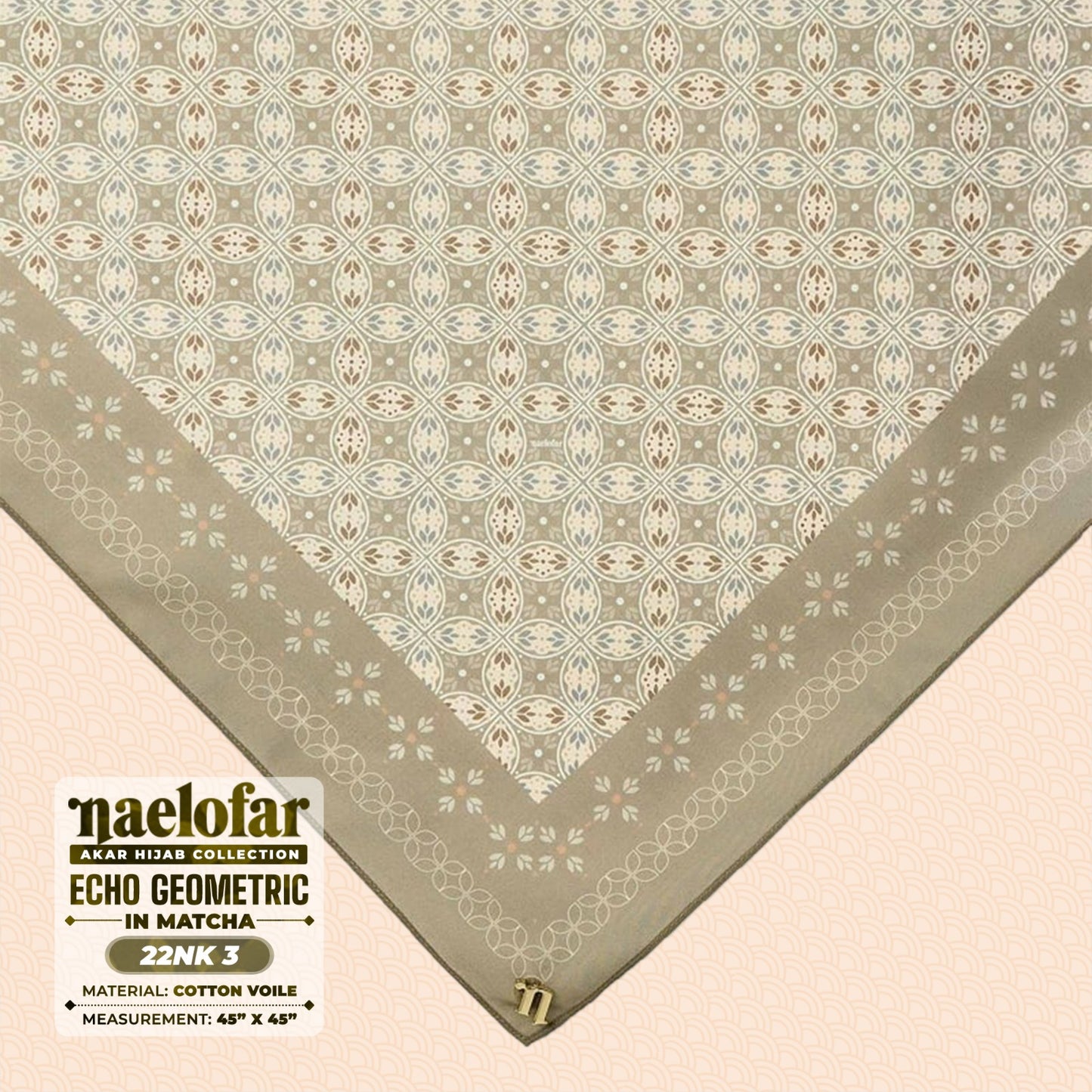 Naelofar Inspired Echo Geometric Cotton Voile SQ (22NK)