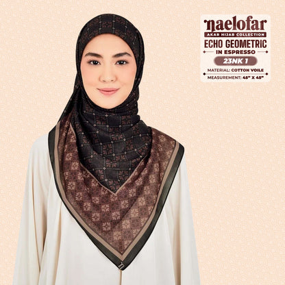 Naelofar Inspired Echo Geometric Printed Cotton Voile SQ (23NK)