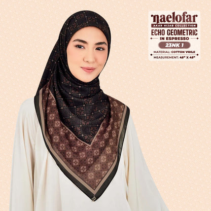 Naelofar Inspired Echo Geometric Printed Cotton Voile SQ (23NK)