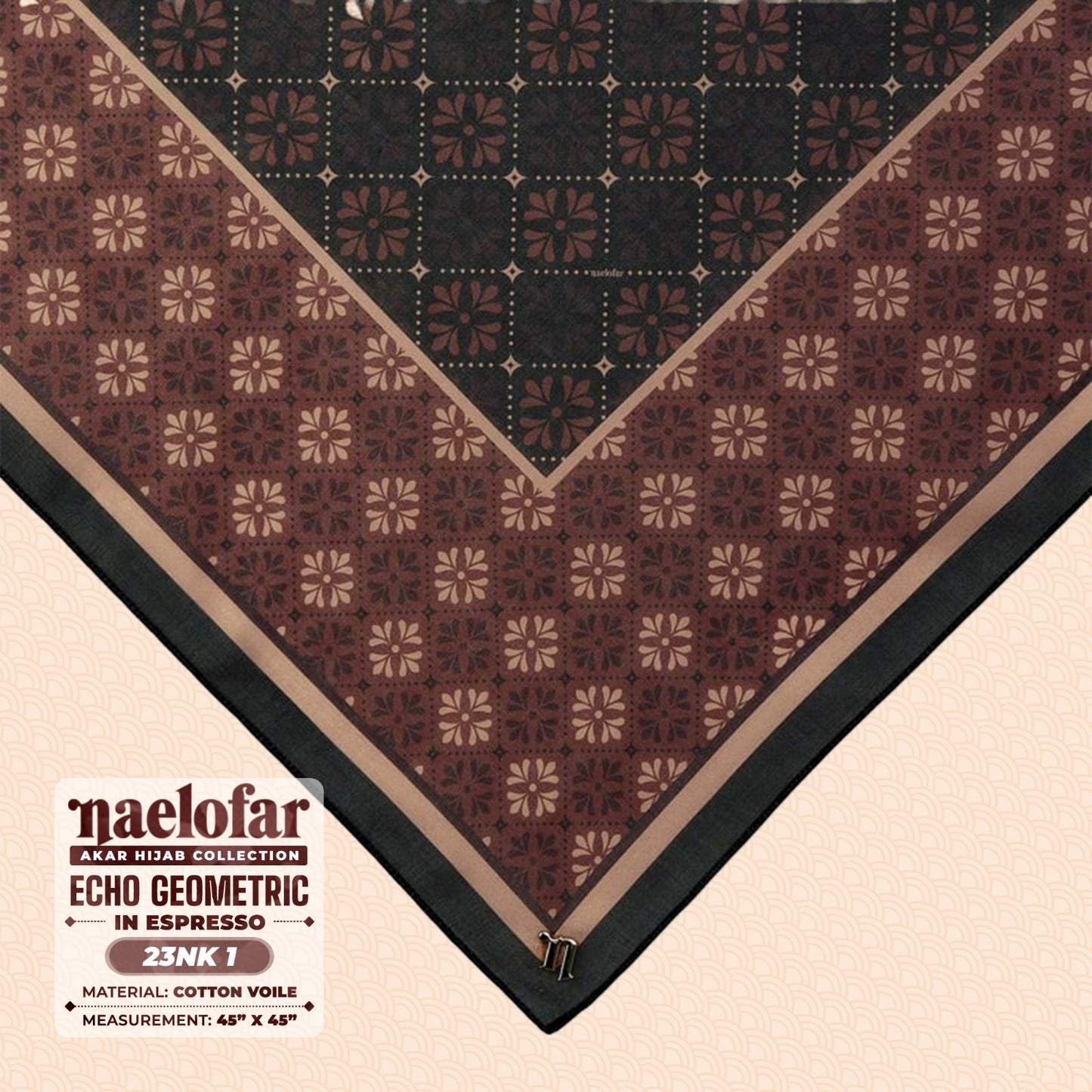 Naelofar Inspired Echo Geometric Printed Cotton Voile SQ (23NK)