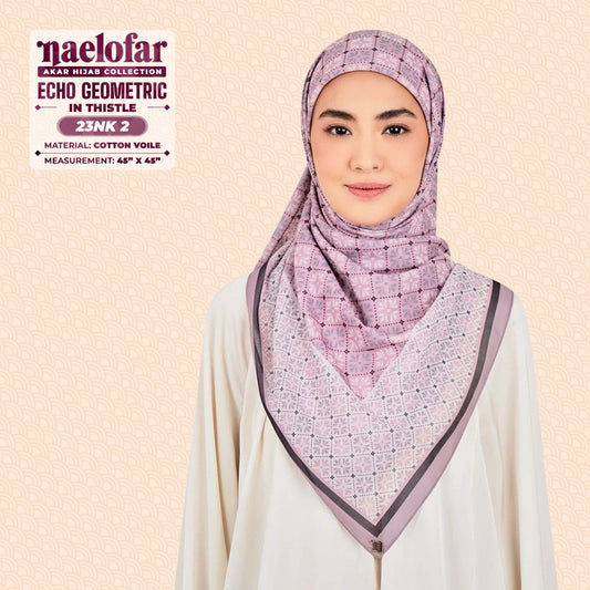 Naelofar Inspired Echo Geometric Printed Cotton Voile SQ (23NK)