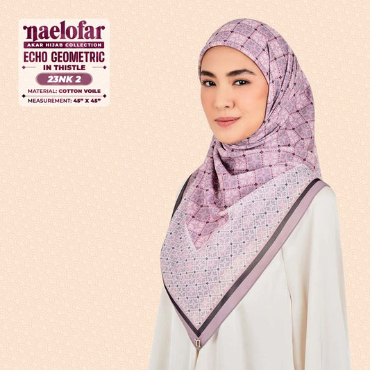 Naelofar Inspired Echo Geometric Printed Cotton Voile SQ (23NK)