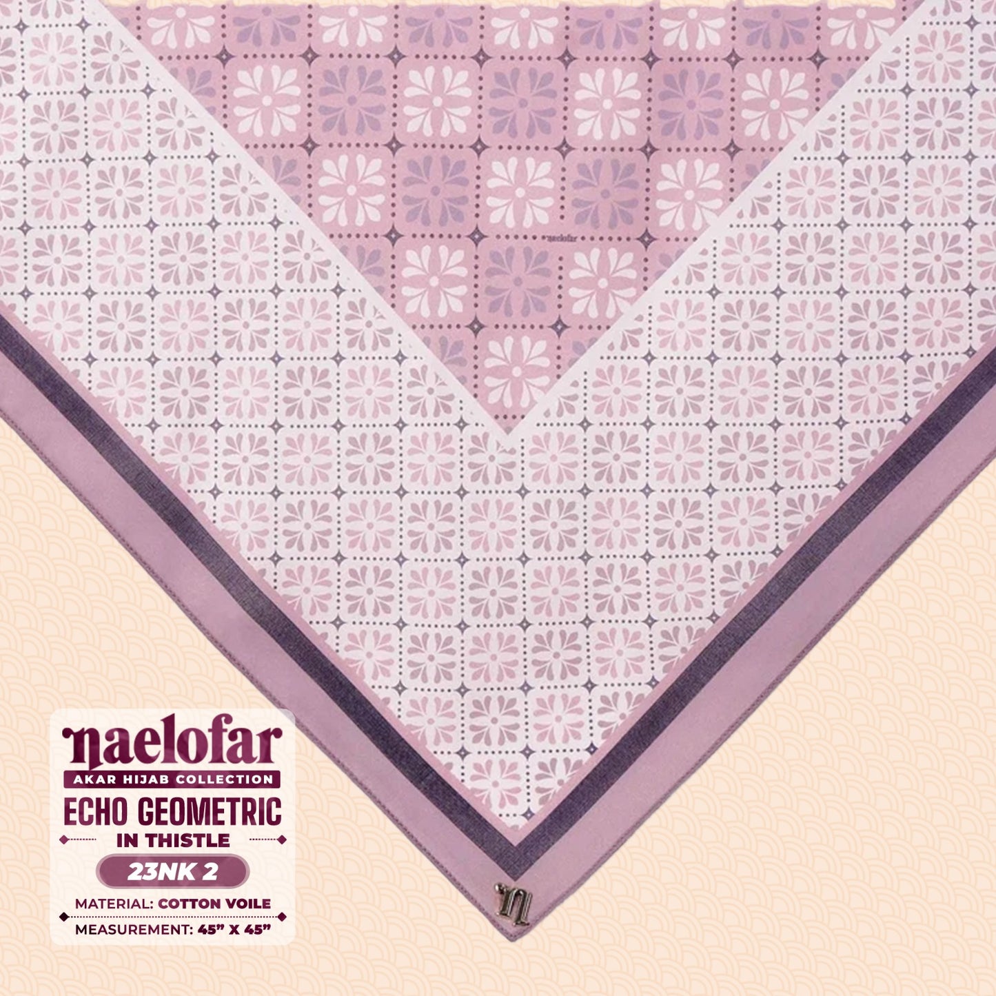Naelofar Inspired Echo Geometric Printed Cotton Voile SQ (23NK)
