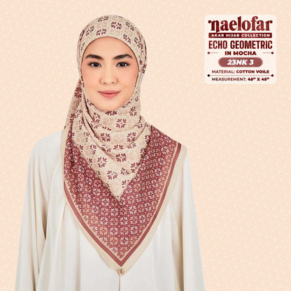 Naelofar Inspired Echo Geometric Printed Cotton Voile SQ (23NK)