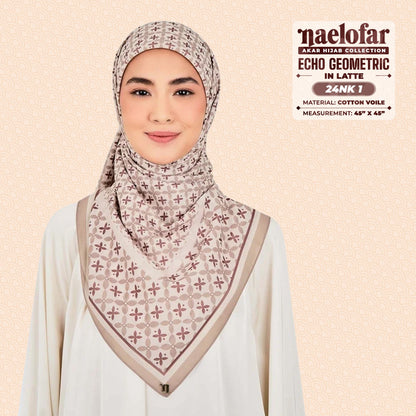 Naelofar Inspired Echo Geometric Printed Cotton Voile SQ (24NK)