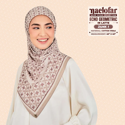 Naelofar Inspired Echo Geometric Printed Cotton Voile SQ (24NK)