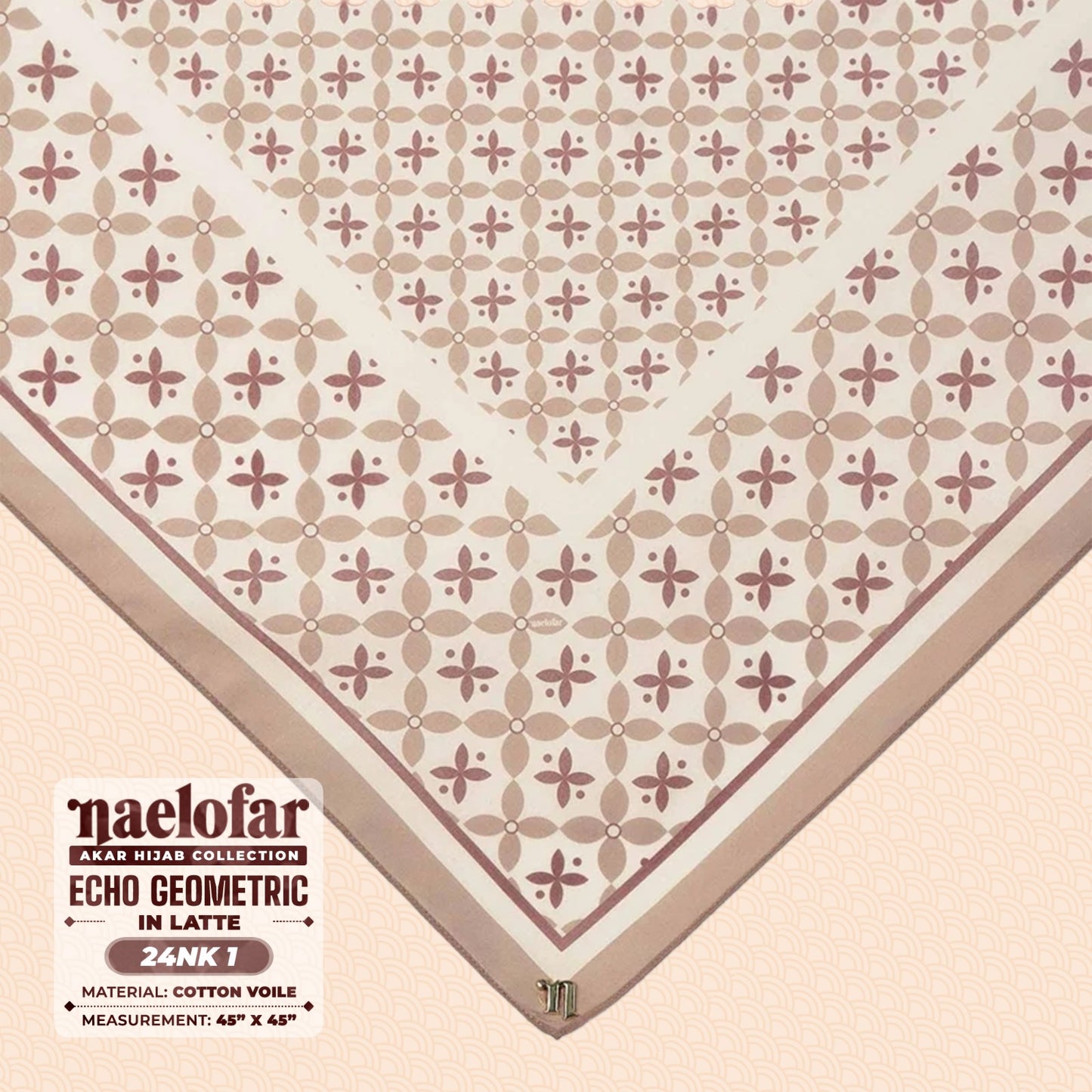 Naelofar Inspired Echo Geometric Printed Cotton Voile SQ (24NK)
