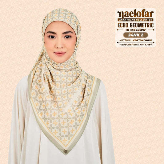 Naelofar Inspired Echo Geometric Printed Cotton Voile SQ (24NK)