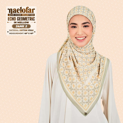 Naelofar Inspired Echo Geometric Printed Cotton Voile SQ (24NK)