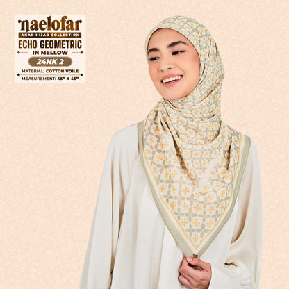 Naelofar Inspired Echo Geometric Printed Cotton Voile SQ (24NK)