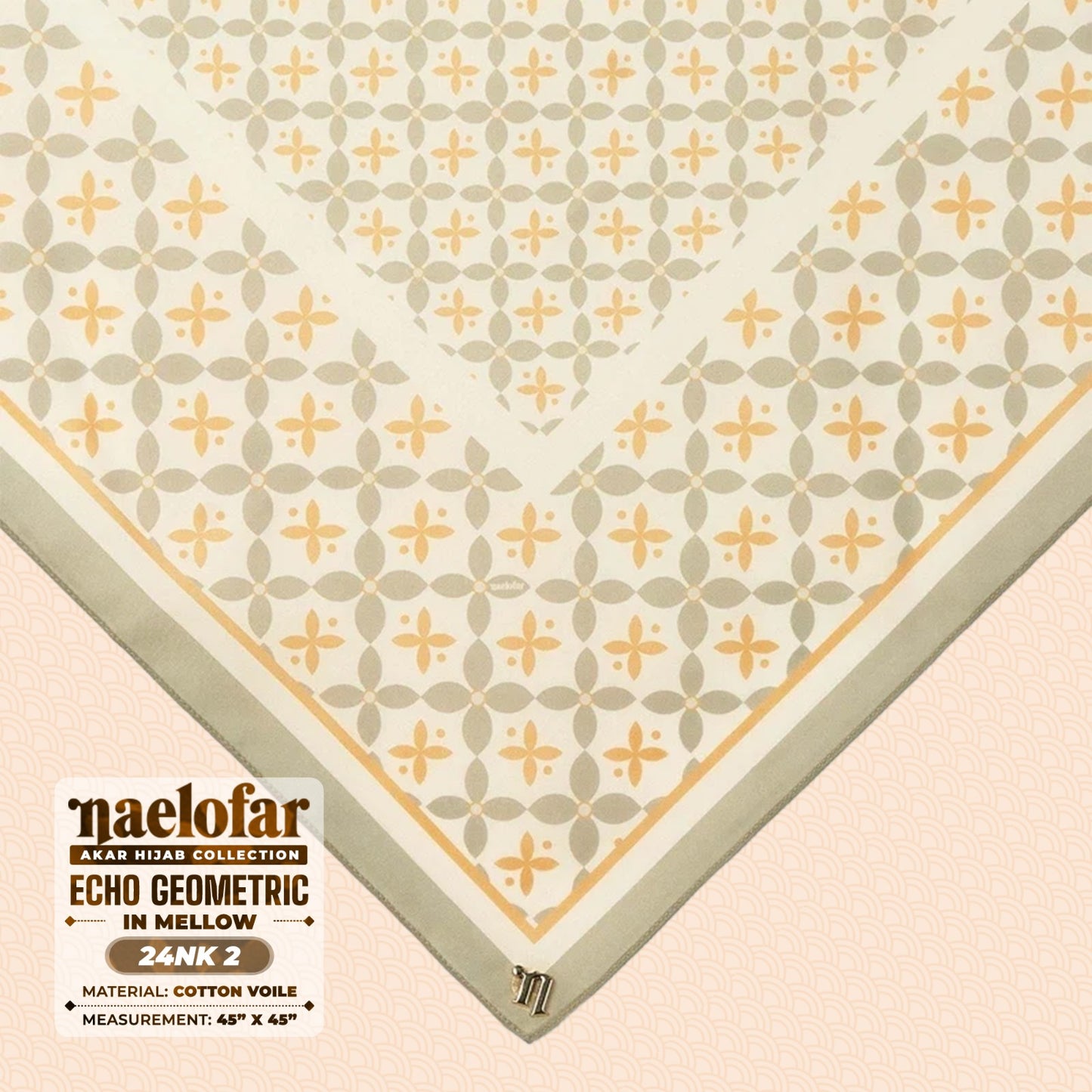 Naelofar Inspired Echo Geometric Printed Cotton Voile SQ (24NK)