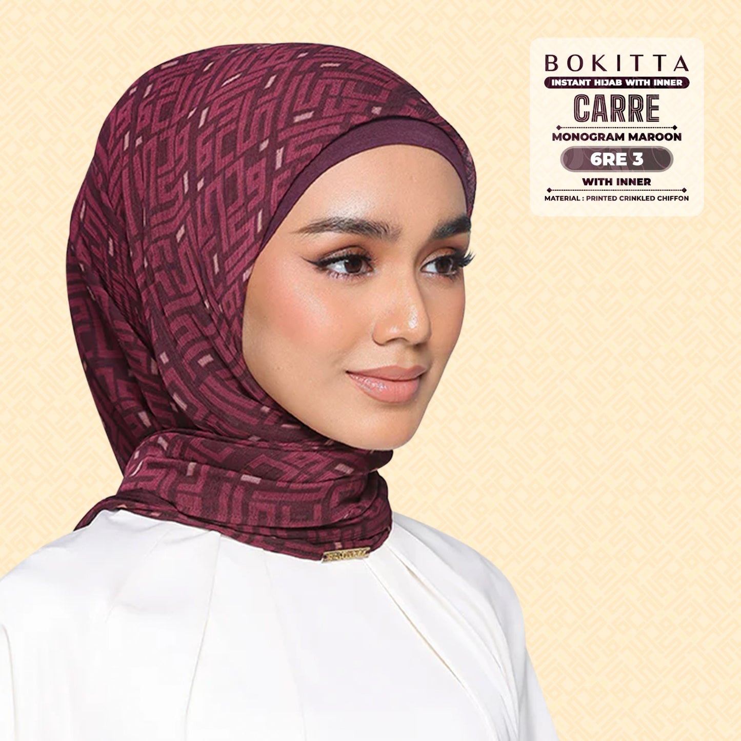 Bokitta Inspired Monogram 2 In Maroon Collection - Free Box