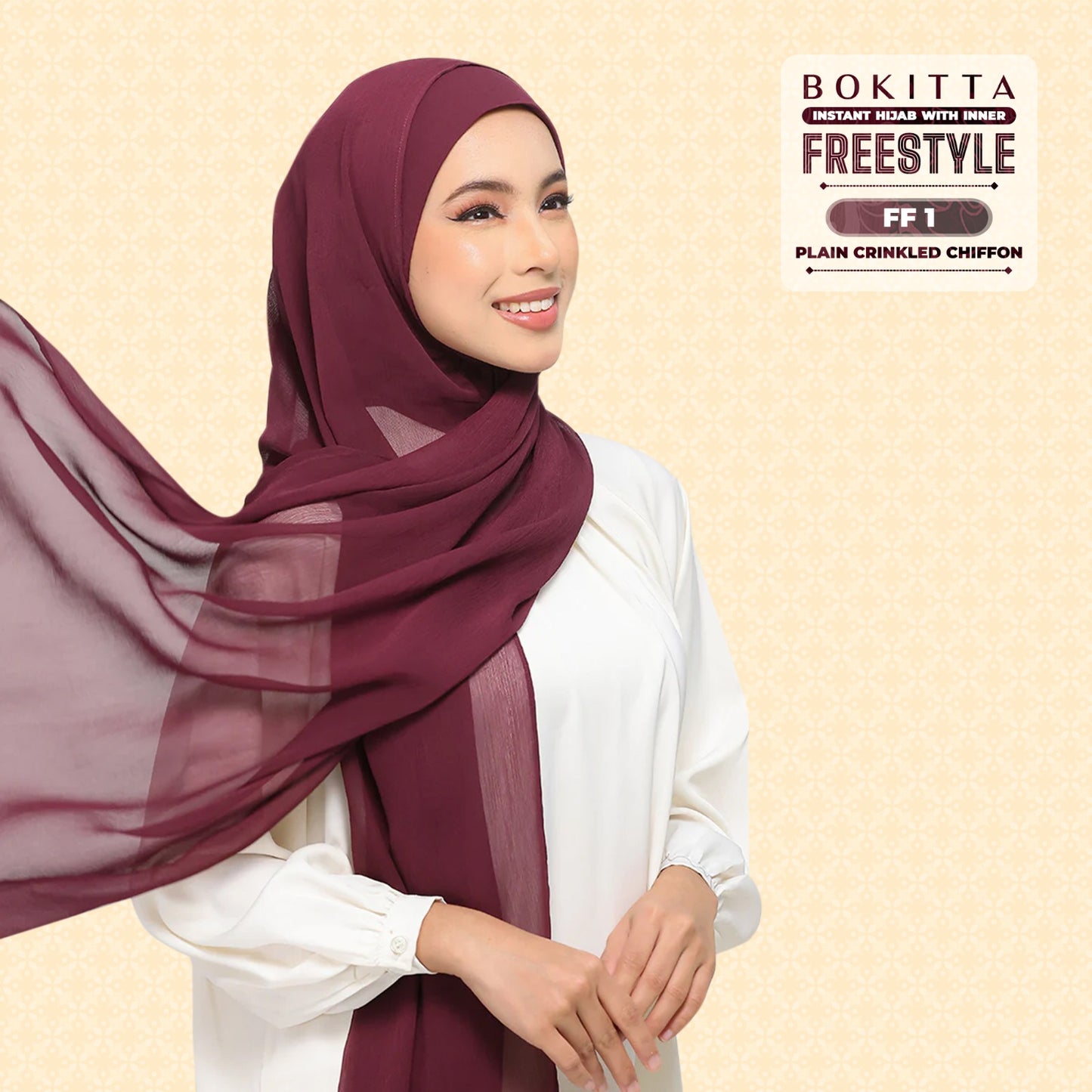 Bokitta Inspired Plain Collection In Maroon - Free Box