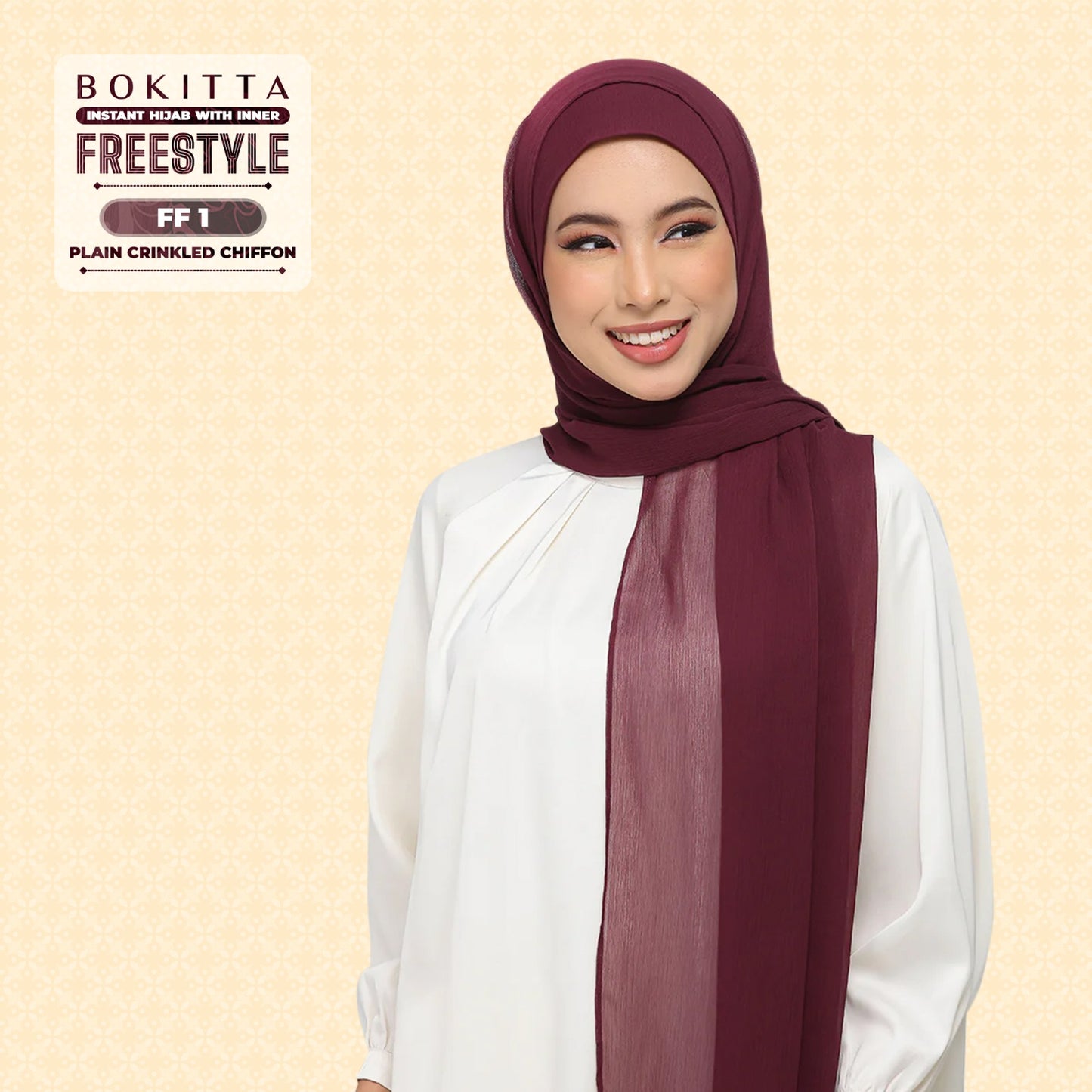 Bokitta Inspired Plain Collection In Maroon - Free Box