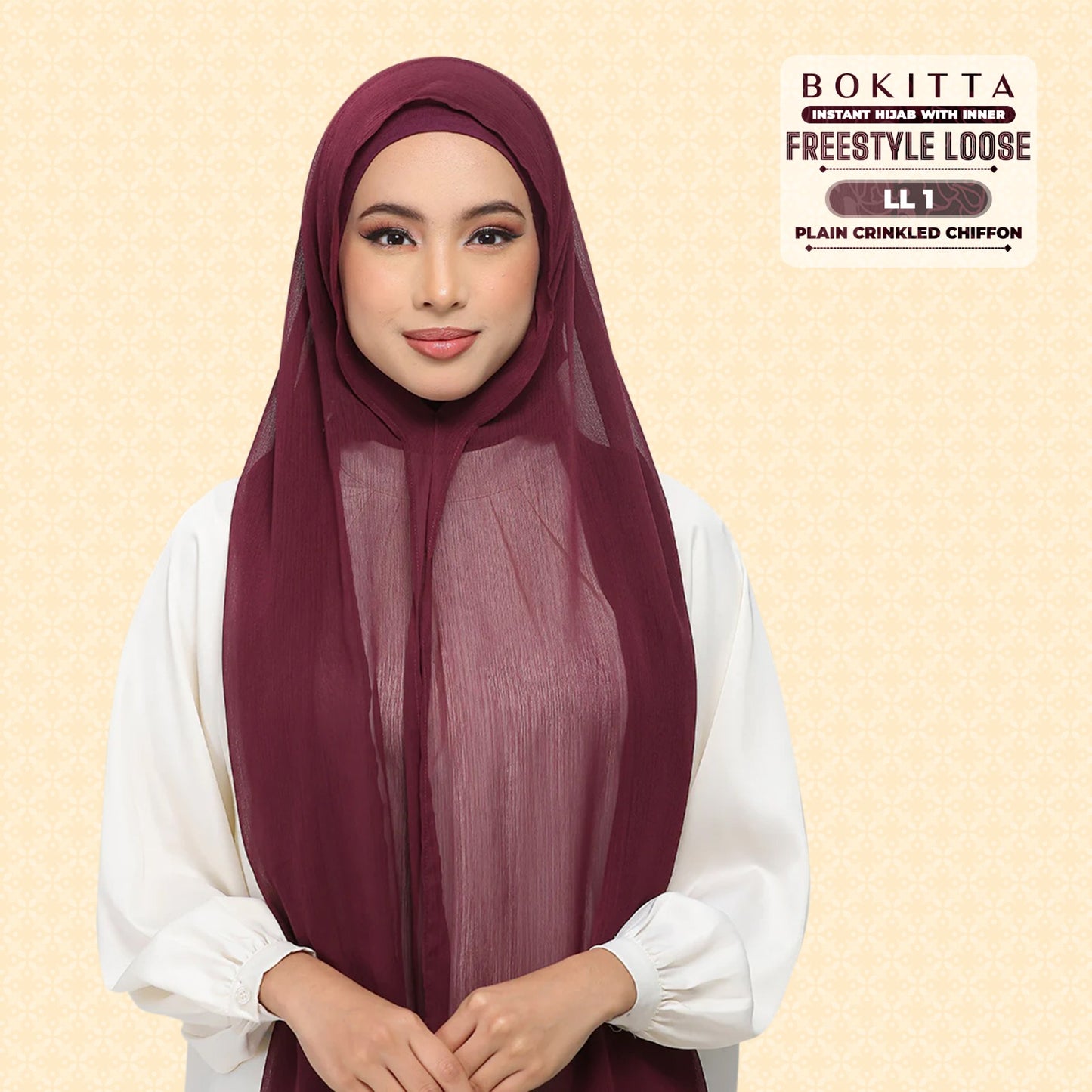 Bokitta Inspired Plain Collection In Maroon - Free Box