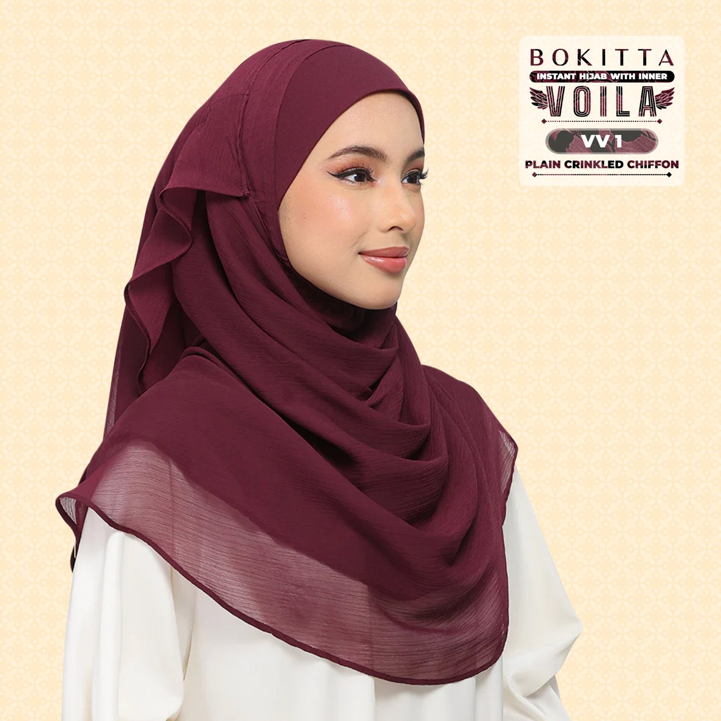 Bokitta Inspired Plain Collection In Maroon - Free Box