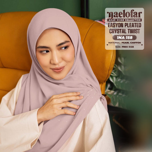 Naelofar inspired Easyon Pleated Crystal  Twist Instant Plain Collection (1NA)
