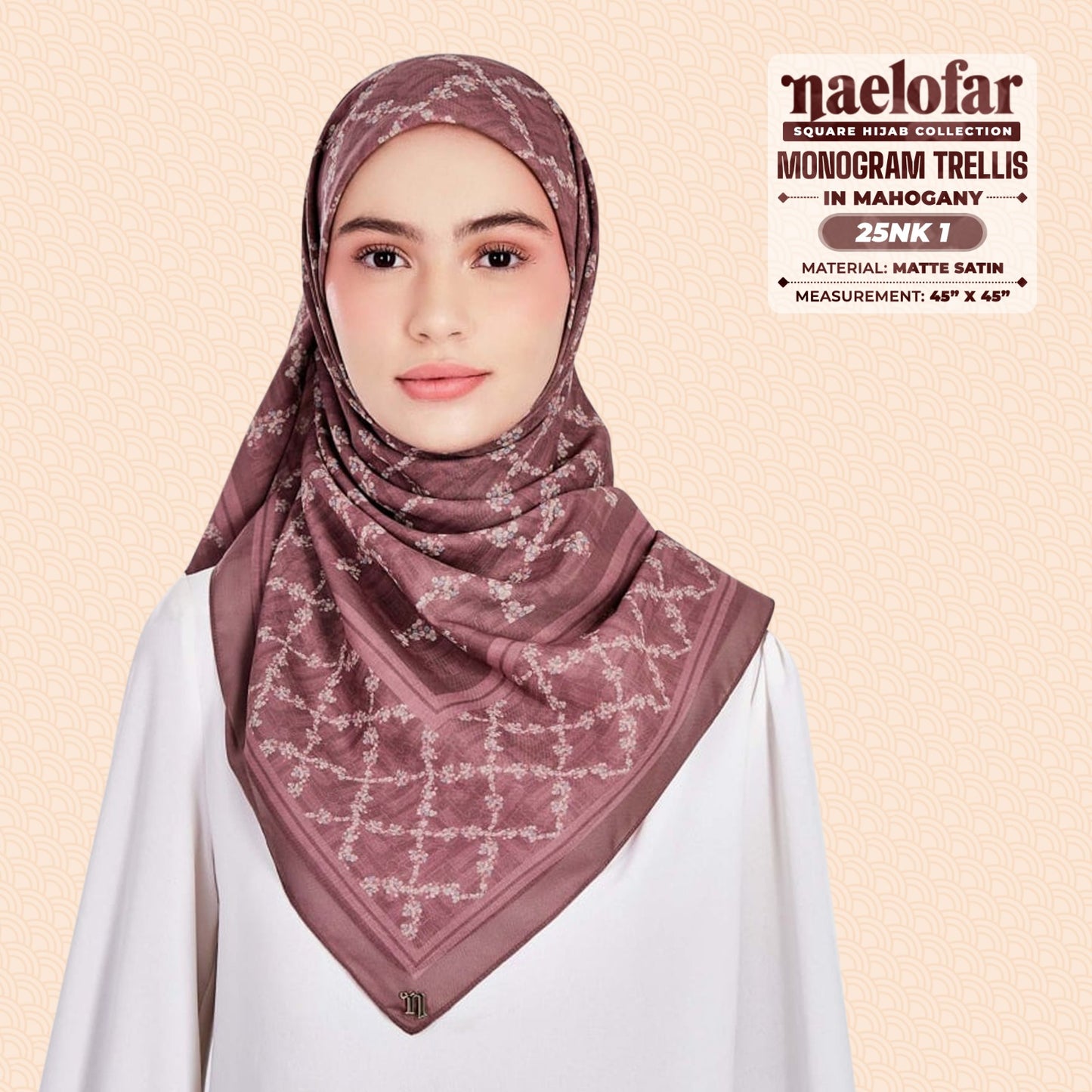 Naelofar Hijab Inspired Monogram Trellis Square Collection (25NK)