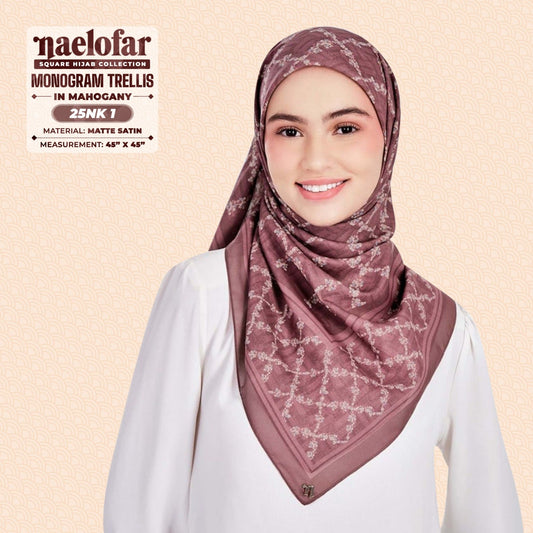 Naelofar Hijab Inspired Monogram Trellis Square Collection (25NK)