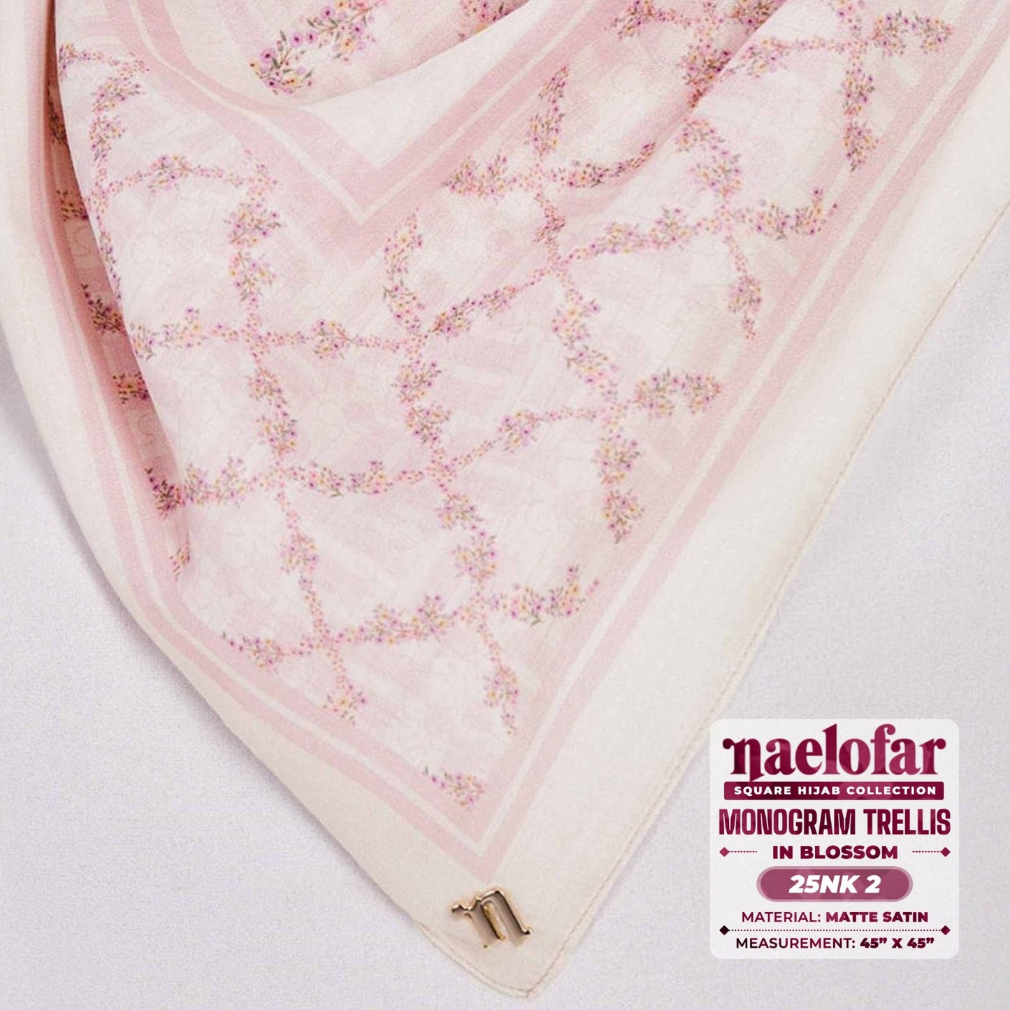 Naelofar Hijab Inspired Monogram Trellis Square Collection (25NK)
