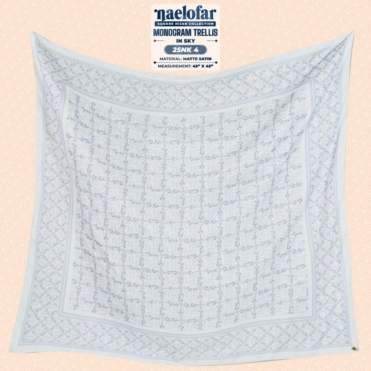 Naelofar Hijab Inspired Monogram Trellis Square Collection (25NK)