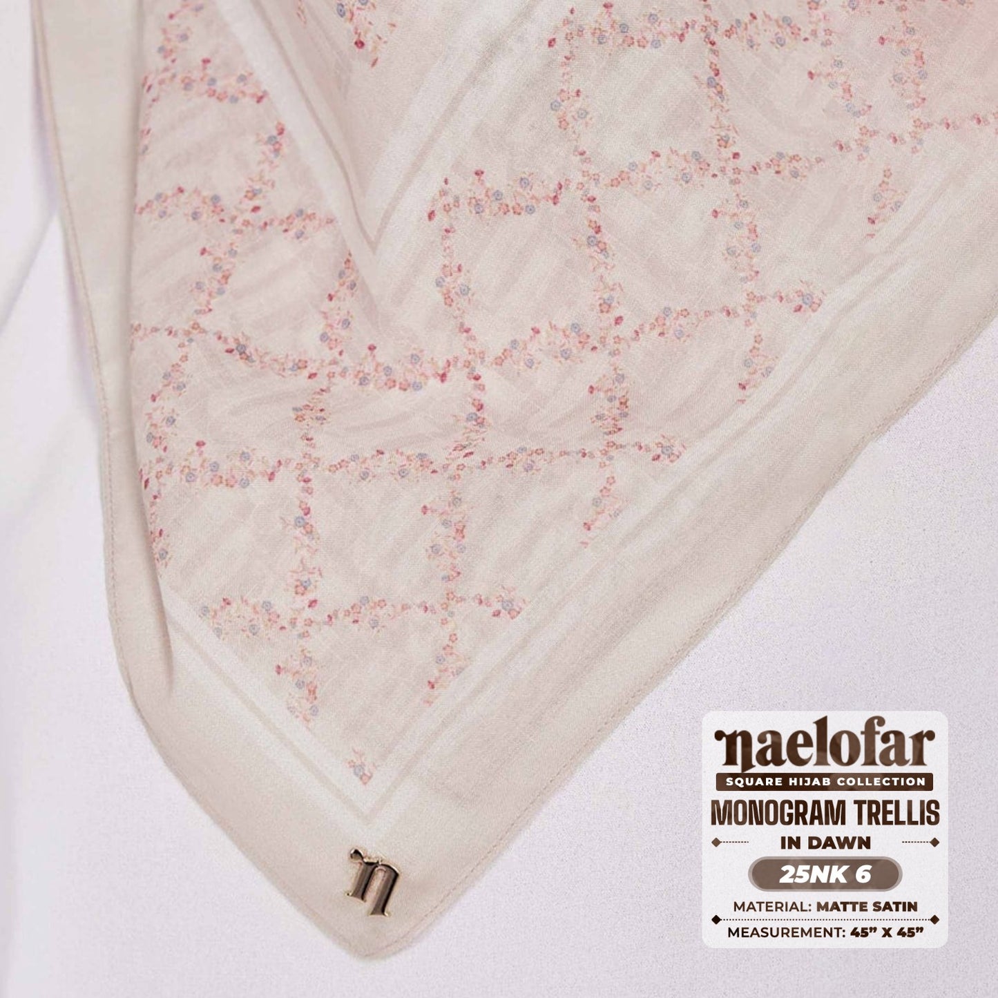 Naelofar Hijab Inspired Monogram Trellis Square Collection (25NK)