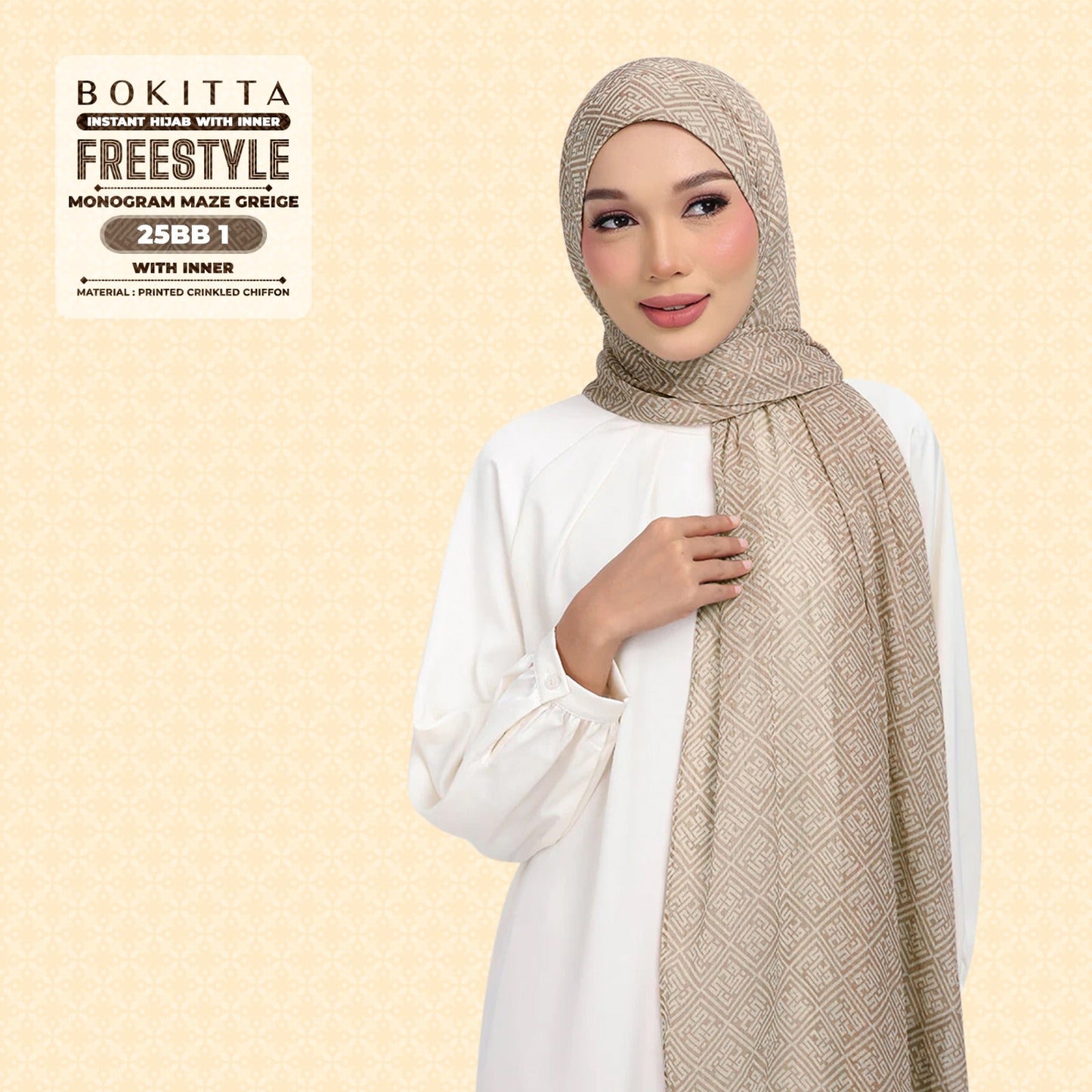 Bokitta Inspired Monogram Maze Greige Collection - Free Box
