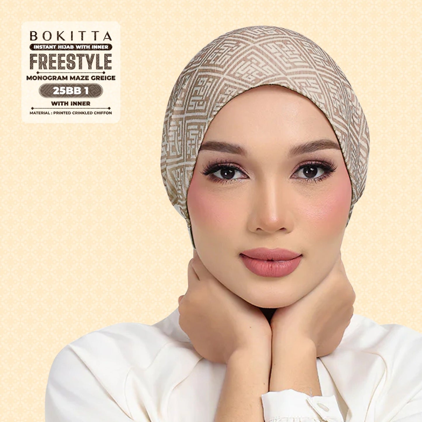 Bokitta Inspired Monogram Maze Greige Collection - Free Box